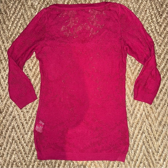 Stradivarius vibrant hot pink open knit sweater - Picture 3 of 4